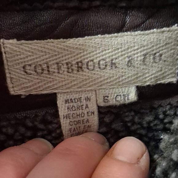 Women's Brown Bomber Jacket with Shearling Collar - Picture 2 of 4